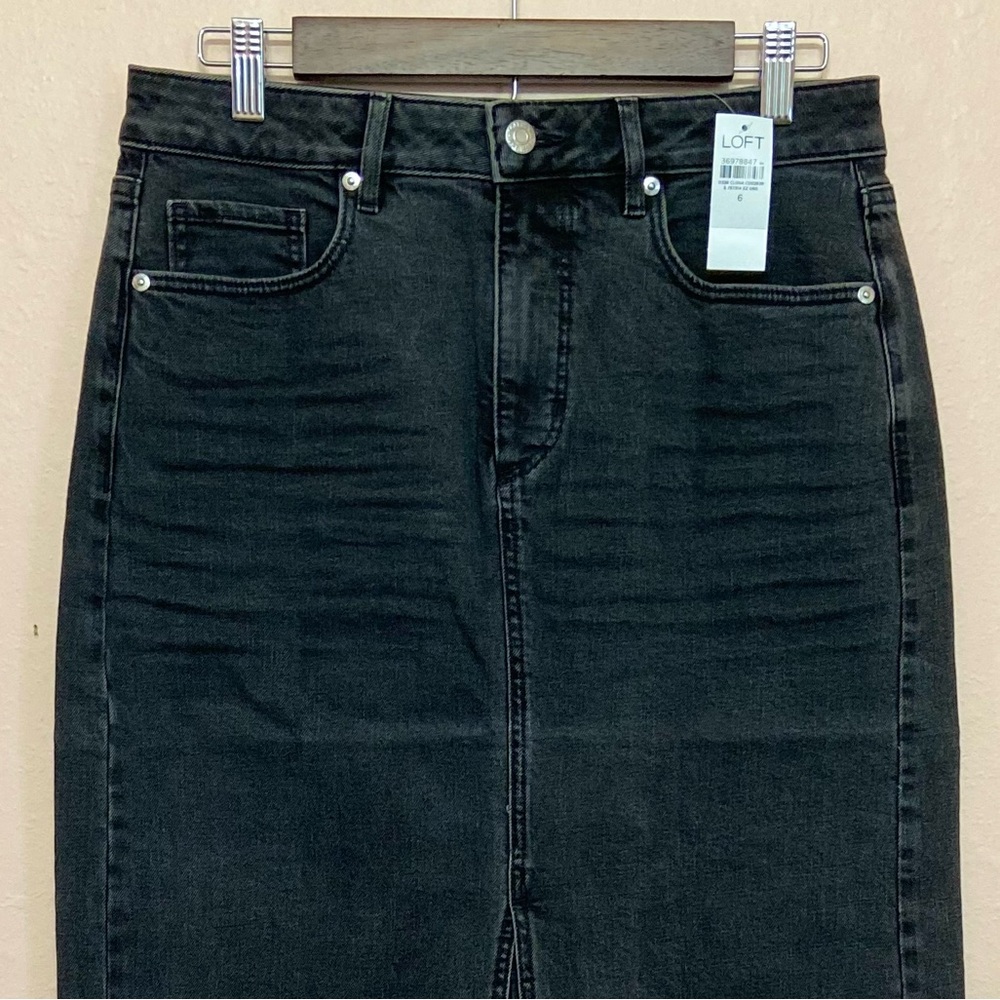 LOFT Denim Front Slit Pocket Midi Skirt - Picture 2 of 5
